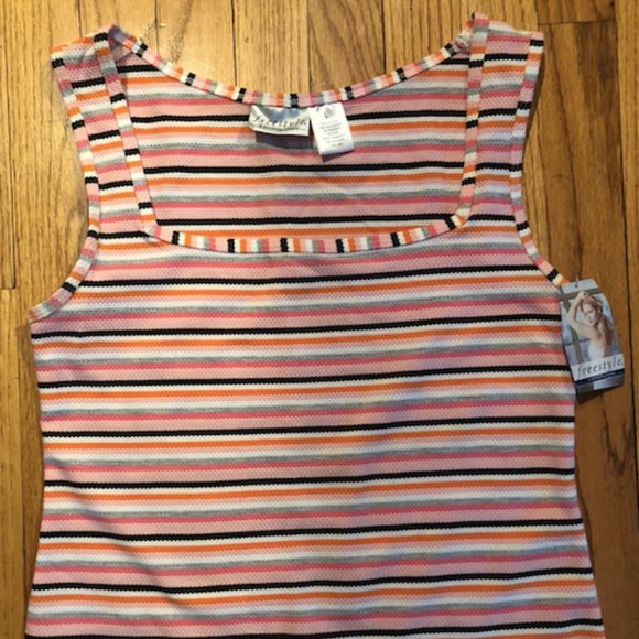 Freestyle by Danskin Striped Knit Tank Top Women's Large - Picture 1 of 4